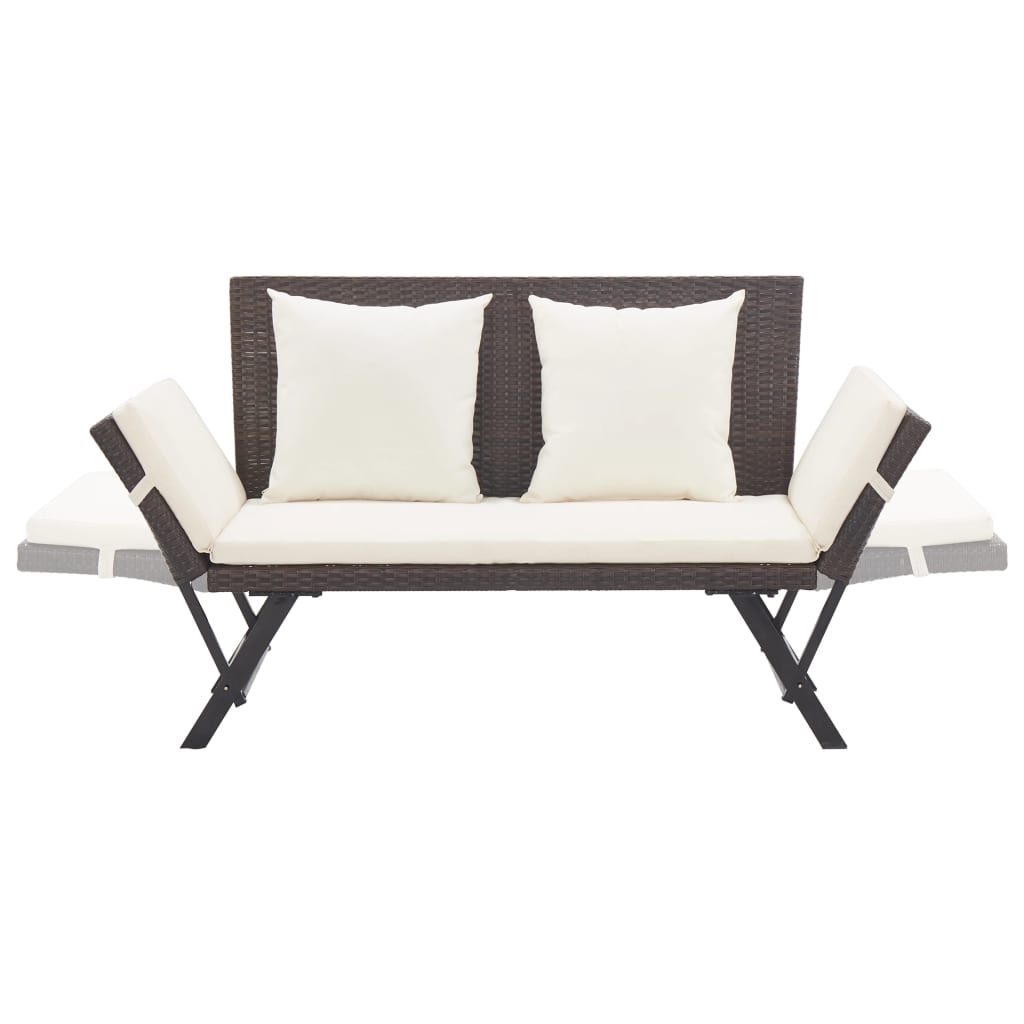 Barna polyrattan kerti pad párnákkal 176 cm