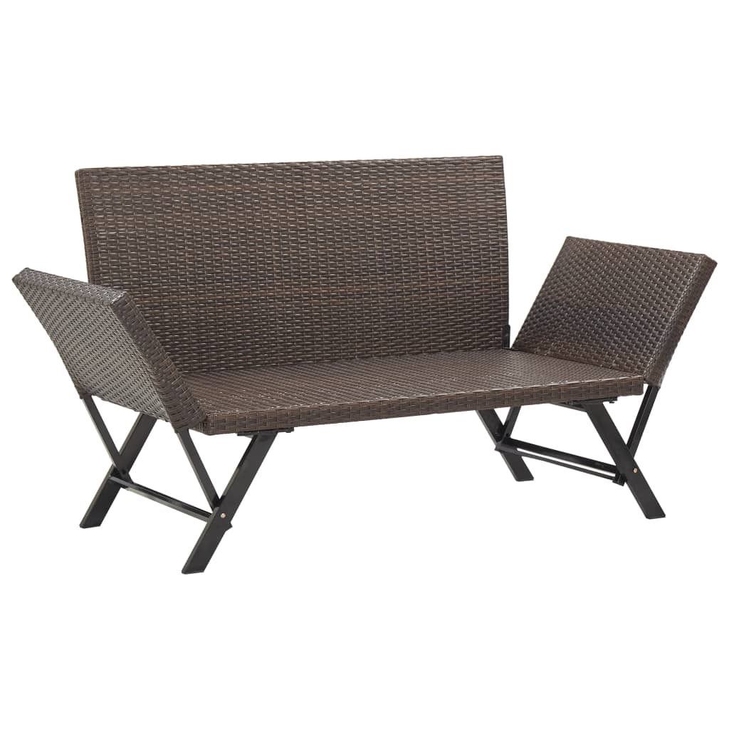 Barna polyrattan kerti pad párnákkal 176 cm