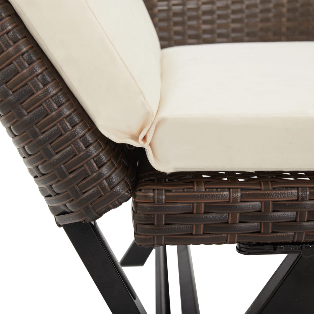 Barna polyrattan kerti pad párnákkal 176 cm