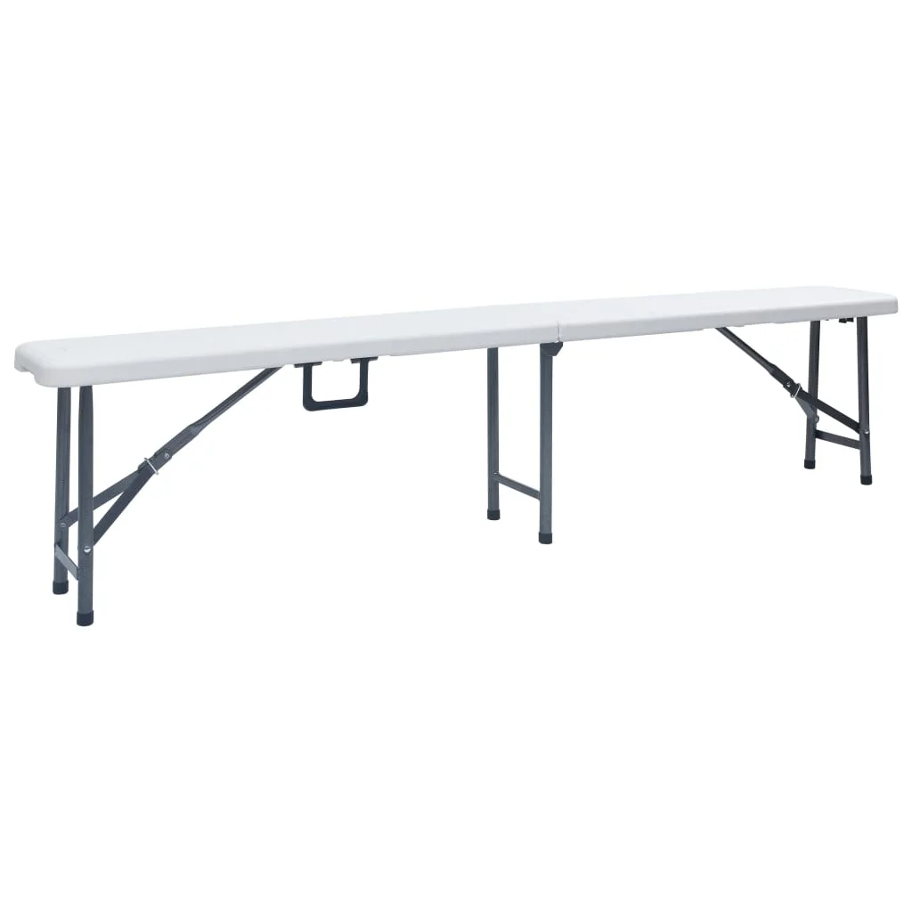 2 db fehér összecsukható HDPE kerti pad 180 cm
