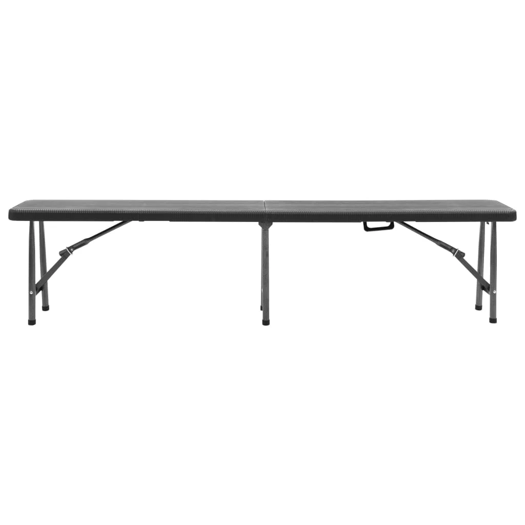 2 db fekete összecsukható HDPE kerti pad 180 cm