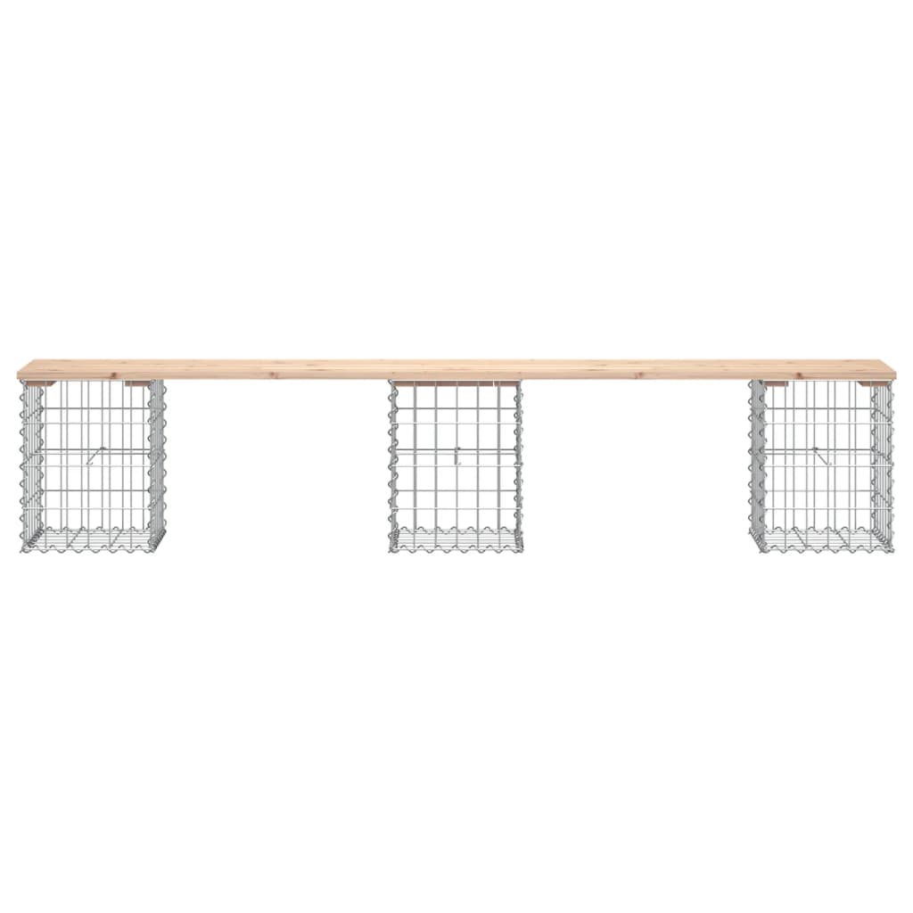 Tömör fenyőfa gabion kerti pad 203x31x42 cm