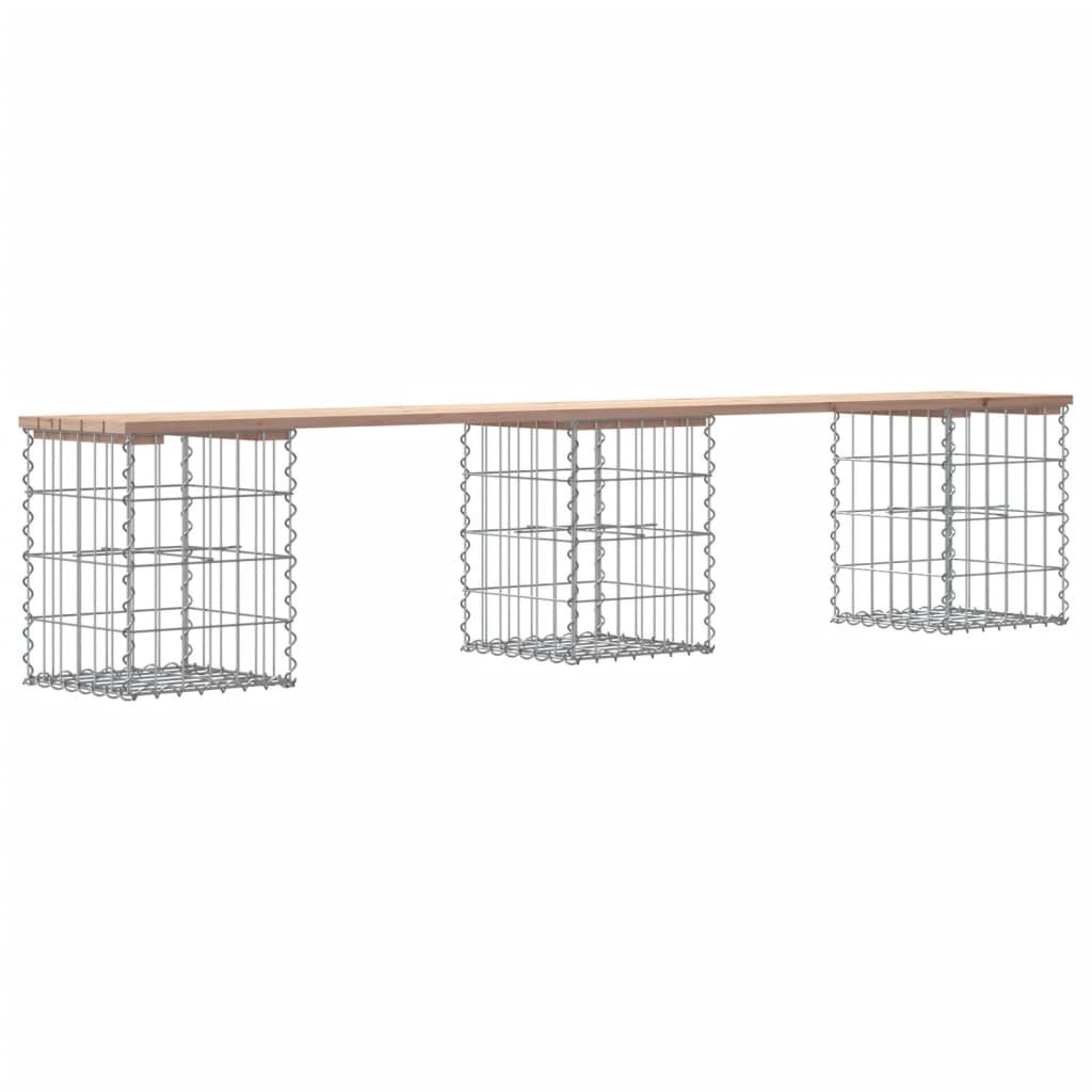 Tömör fenyőfa gabion kerti pad 203x31x42 cm