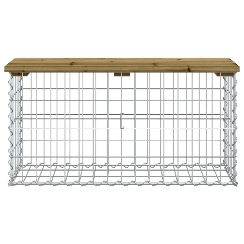 Impregnált fenyőfa gabion kerti pad 83 x 31,5 x 42 cm