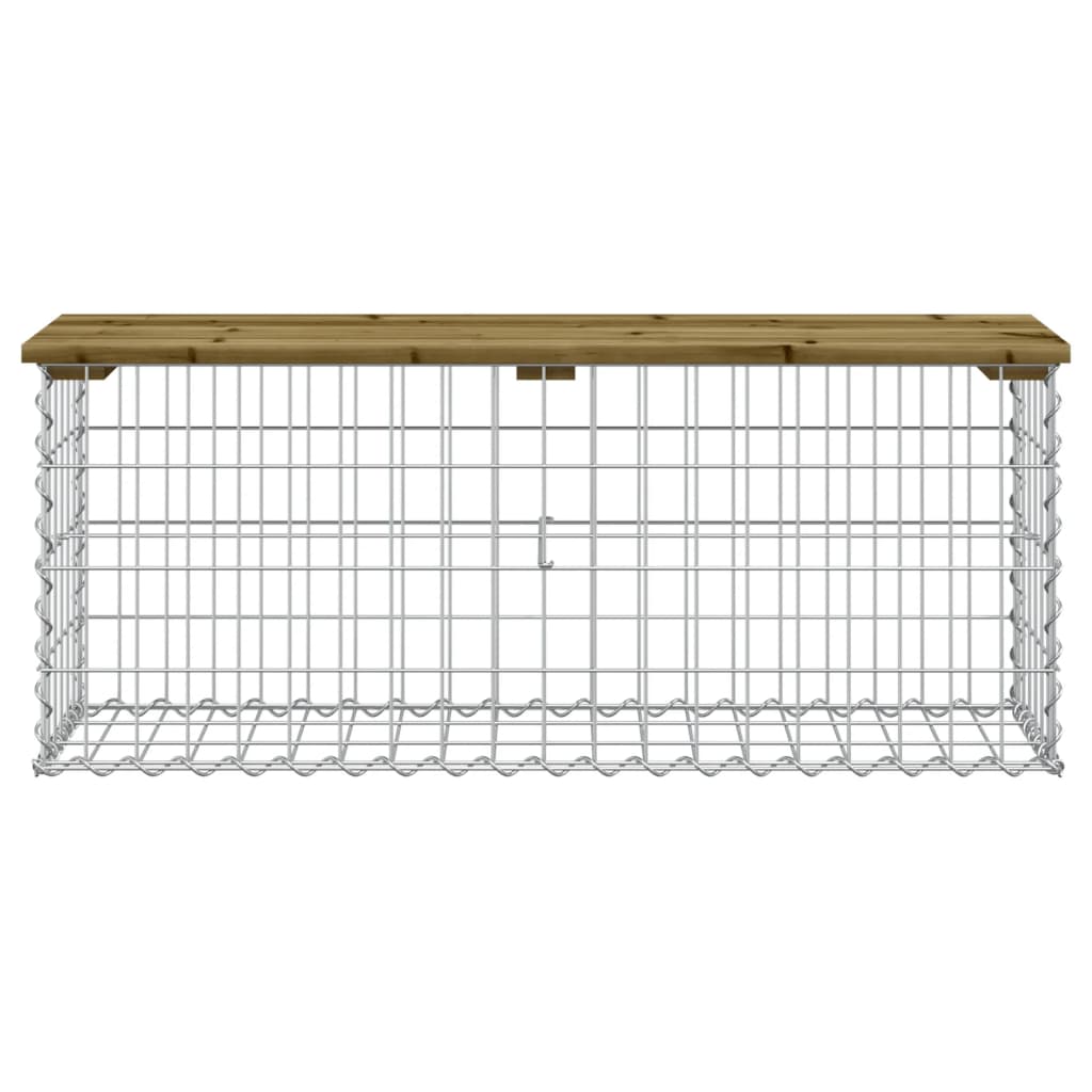 Impregnált fenyőfa gabion kerti pad 103 x 31,5 x 42 cm