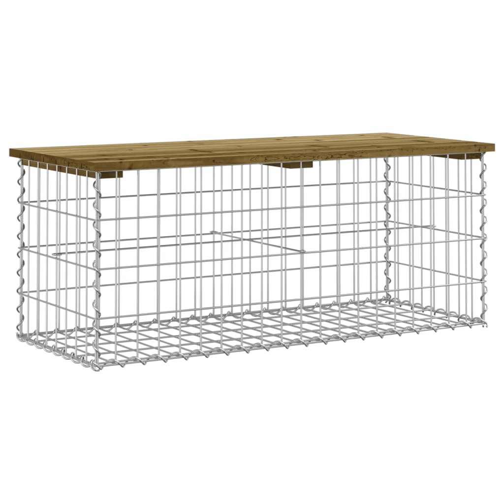 Impregnált fenyőfa gabion kerti pad 103 x 44 x 42 cm