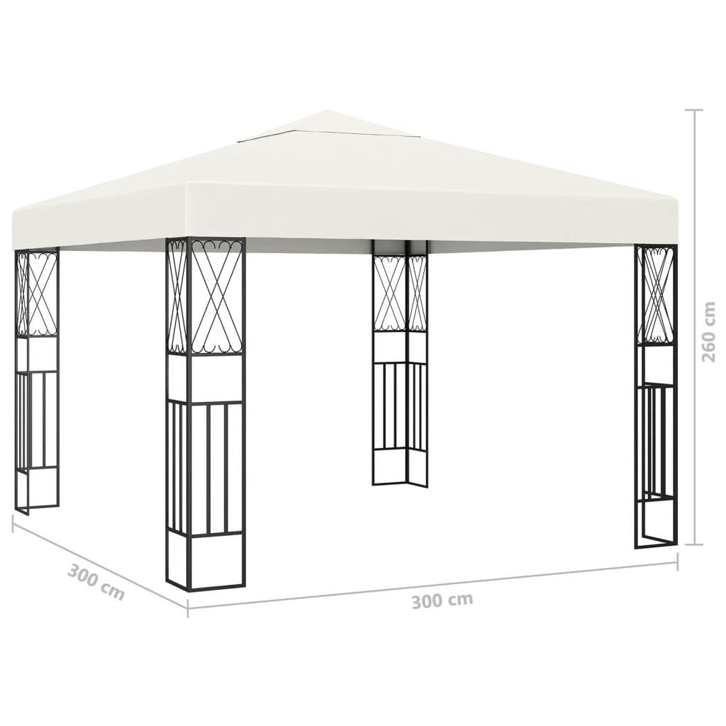 Krémszínű szövet pavilon LED fényfüzérrel 3 x 3 m