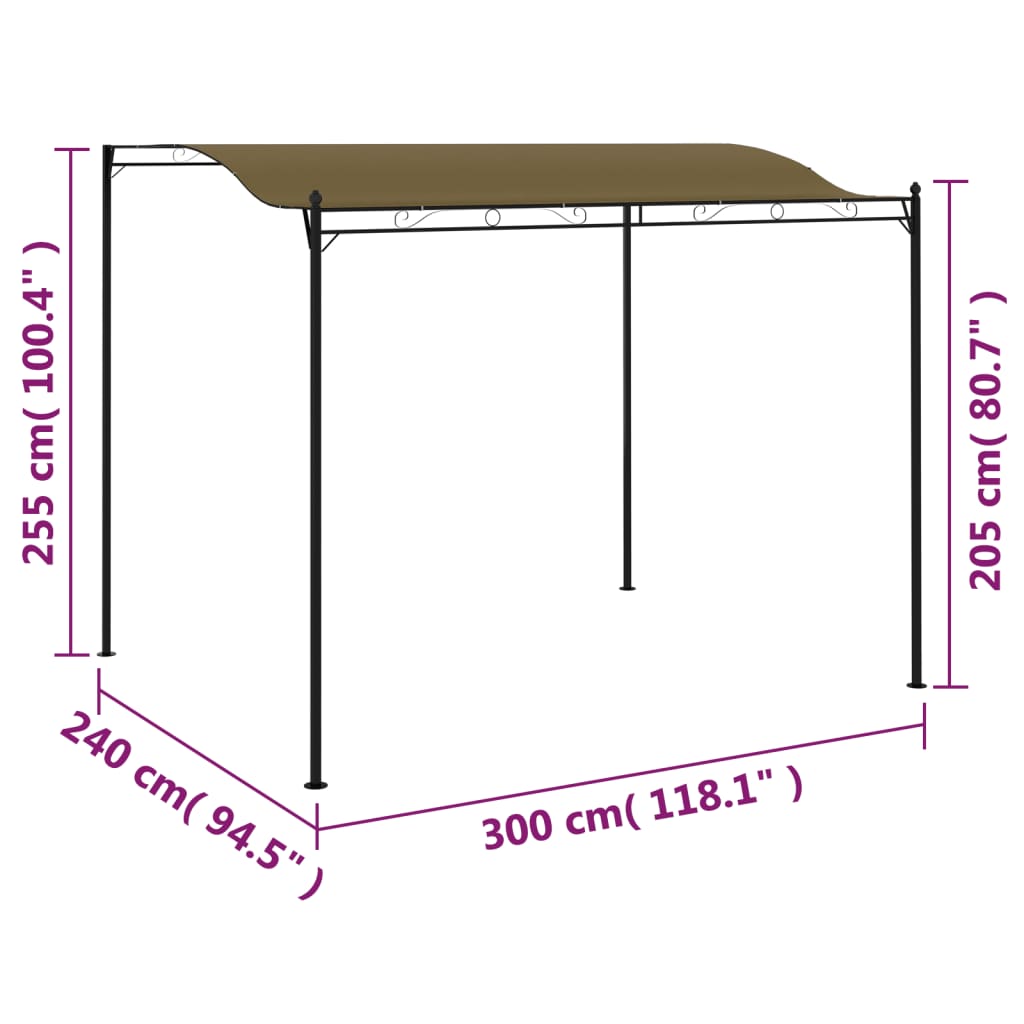 Tópszínű napellenző 3 x 2,4 m 180 g/m²