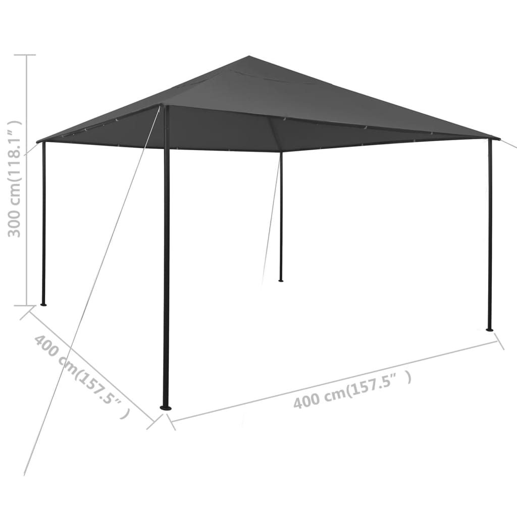 Antracitszürke pavilon 4 x 4 x 3 m 180 g/m²