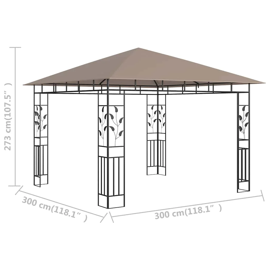 Tópszínű pavilon szúnyoghálóval 3 x 3 x 2,73 m 180 g/m²