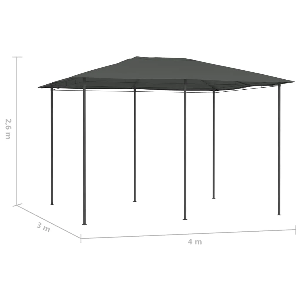 Antracitszürke pavilon 3 x 4 x 2,6 m 160 g/m²