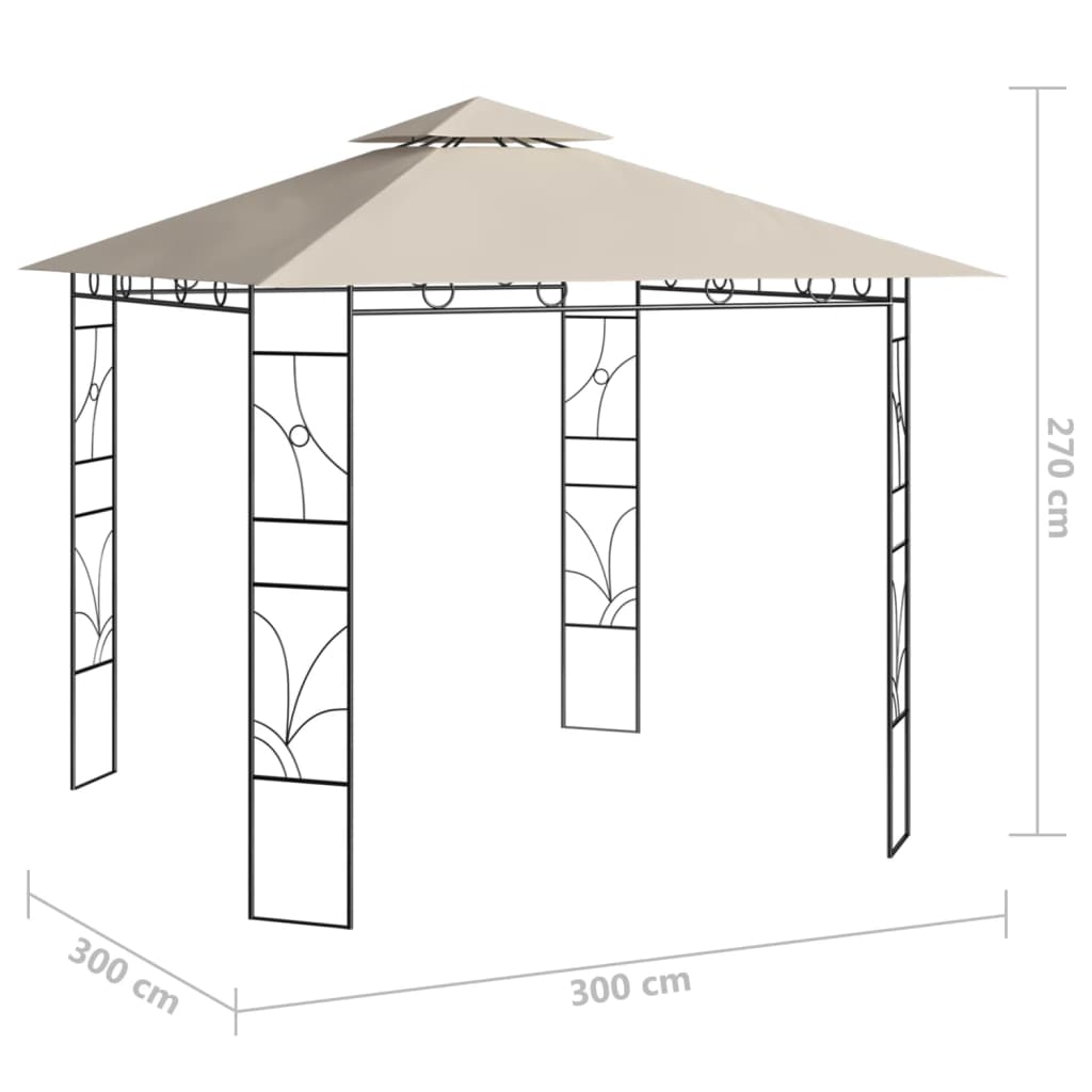 Krémszínű pavilon 3 x 3 x 2,7 m 160 g/m²