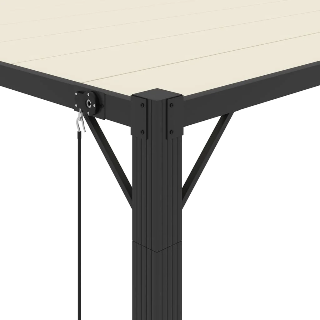 Krémszínű szövet és alumínium pavilon lamellás tetővel 3 x 3 m