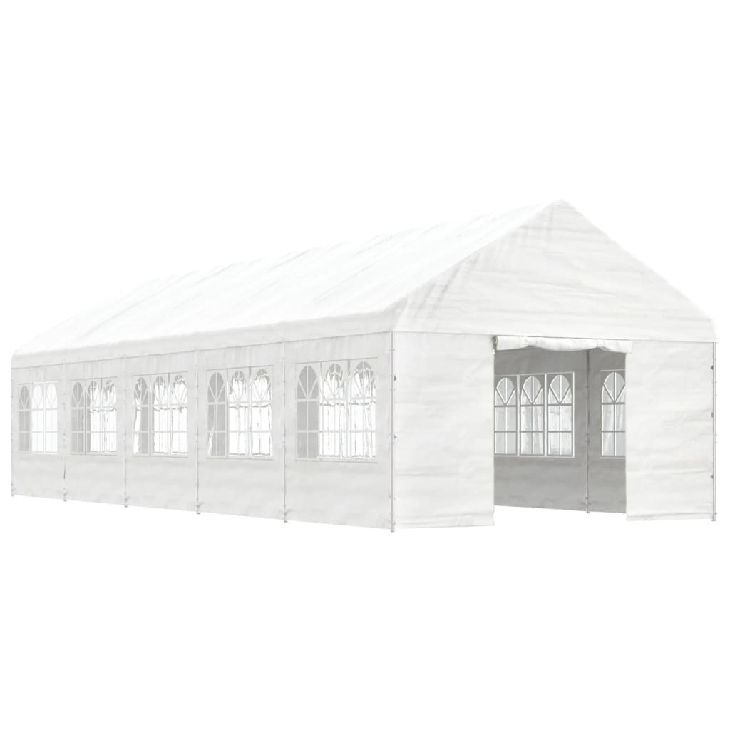 Fehér polietilén pavilon tetővel 11,15 x 4,08 x 3,22 m