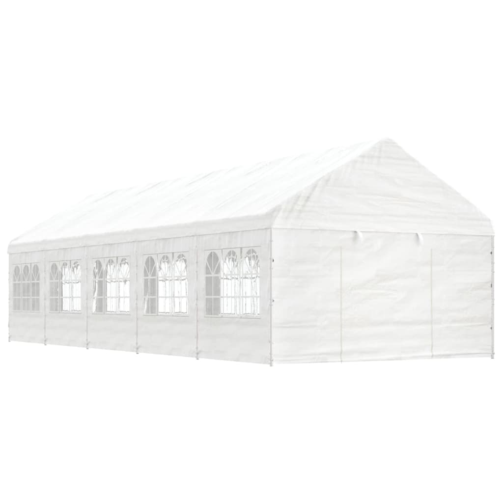 Fehér polietilén pavilon tetővel 11,15 x 4,08 x 3,22 m