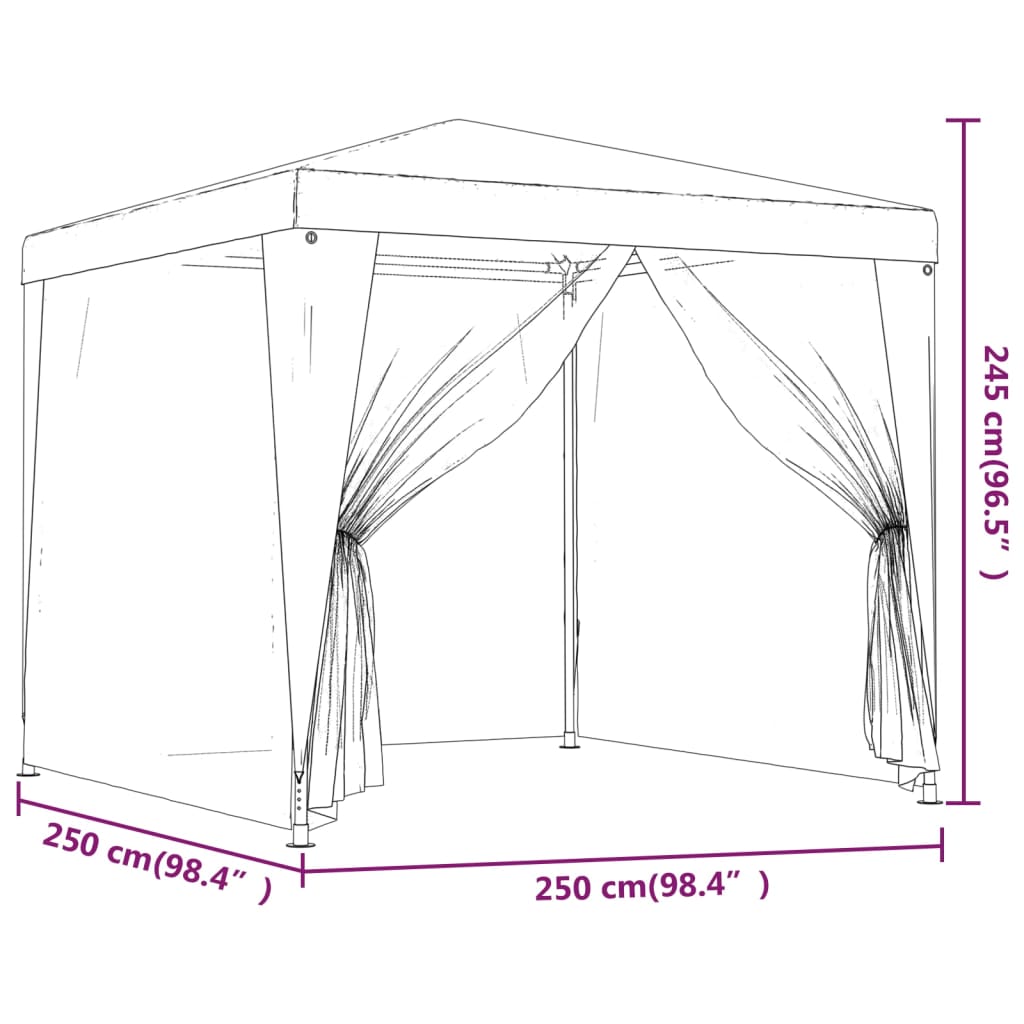 Antracitszürke HDPE partisátor 4 hálós oldalfallal 2,5x2,5 m