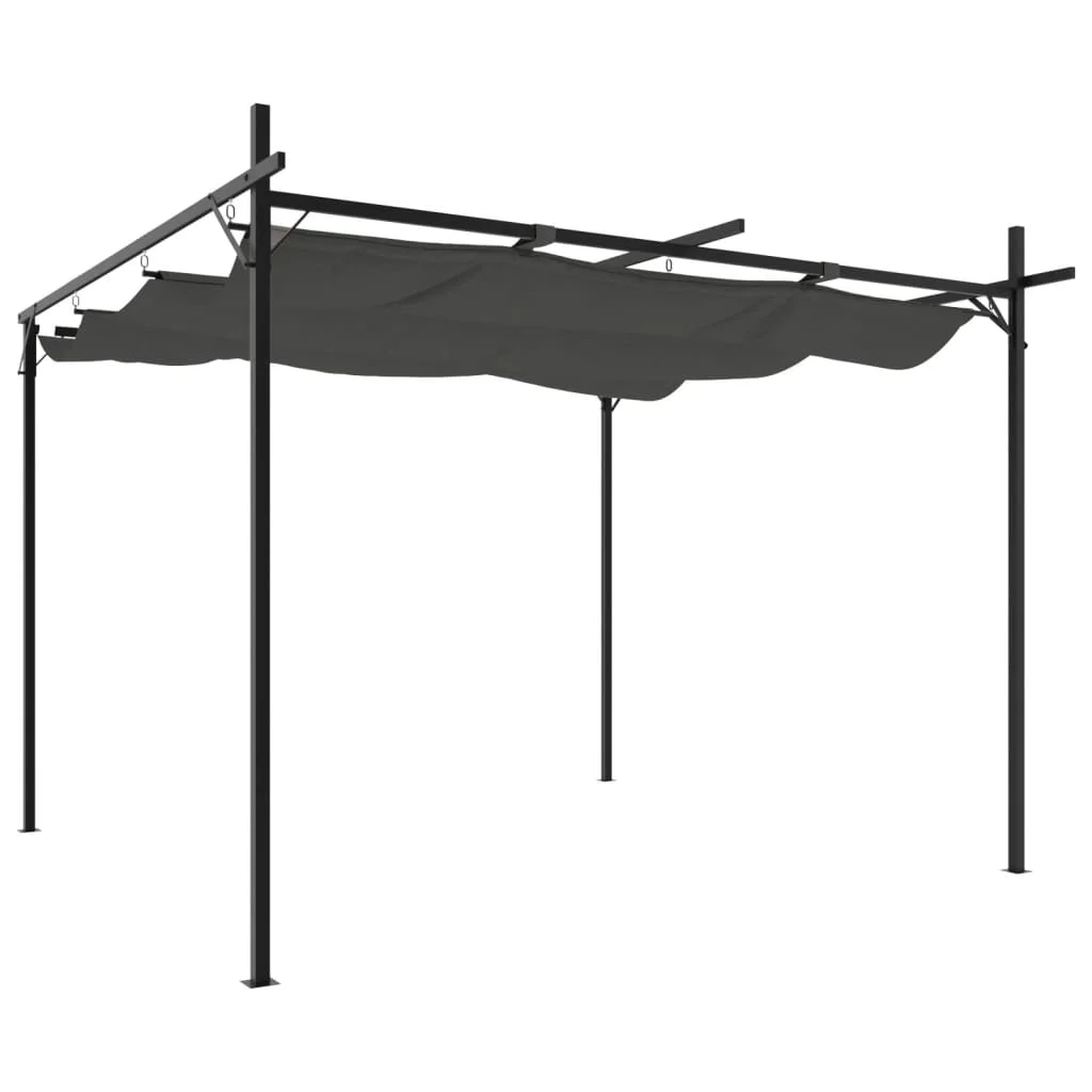 Antracitszürke pergola behúzható tetővel 295 x 292 x 230 cm