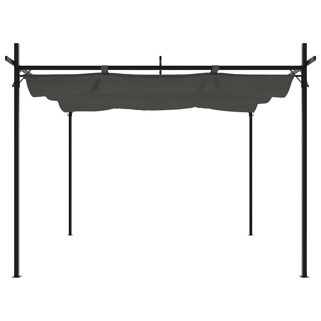 Antracitszürke pergola behúzható tetővel 295 x 292 x 230 cm