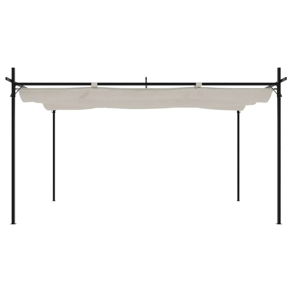 Krémszínű pergola behúzható tetővel 395 x 292 x 230 cm