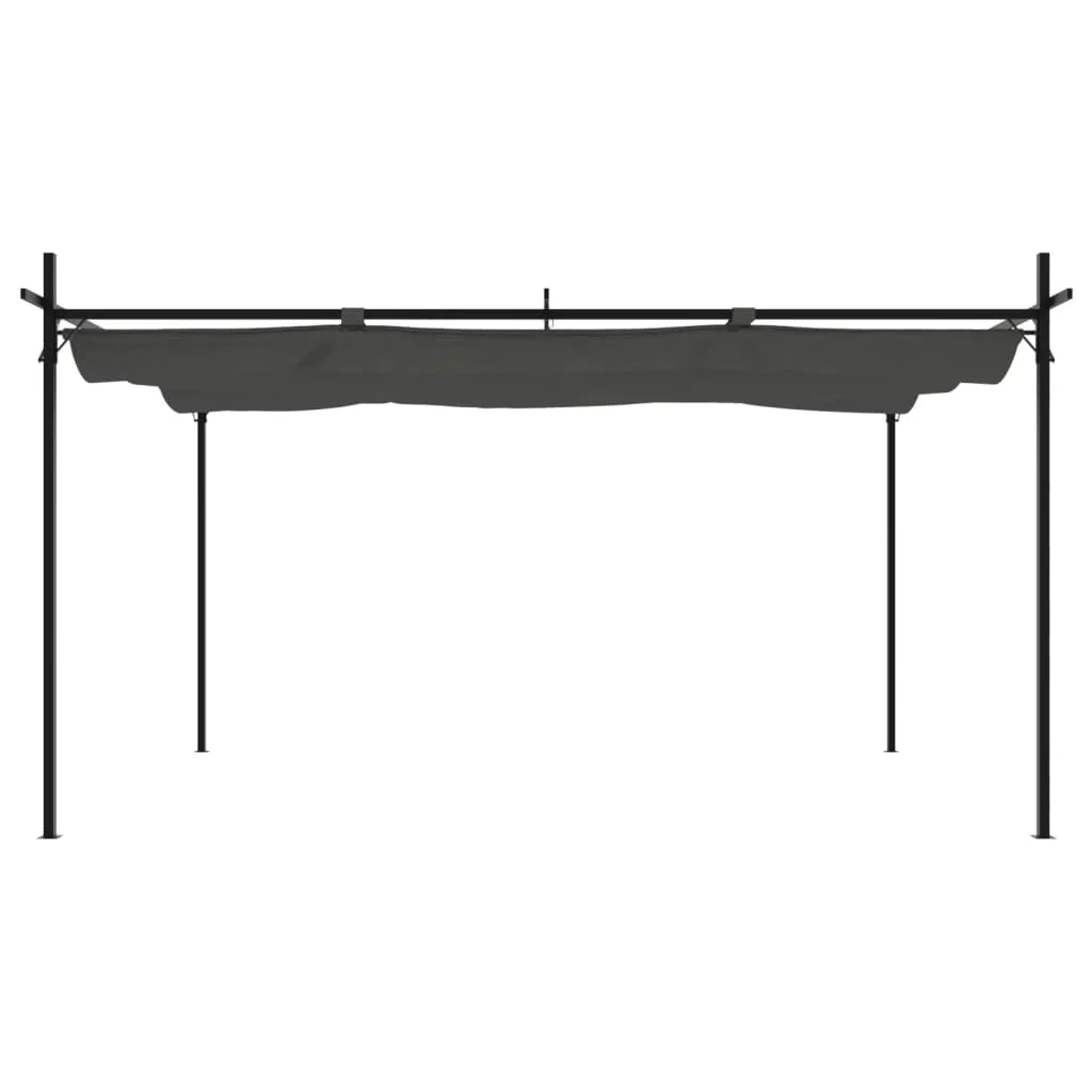 Antracitszürke pergola behúzható tetővel 395 x 292 x 230 cm