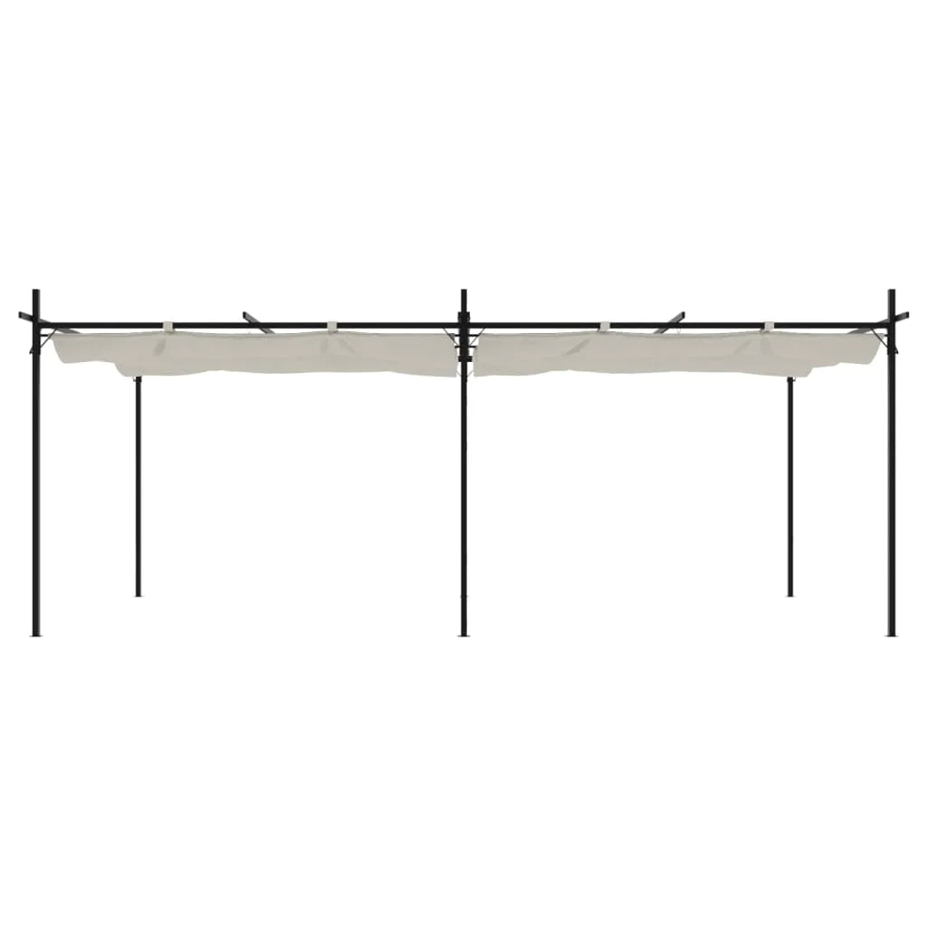 Krémszínű pergola behúzható tetővel 589 x 292 x 230 cm