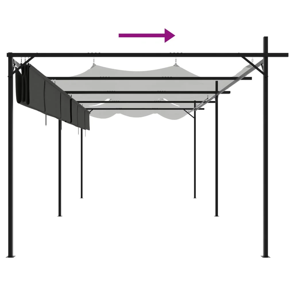 Antracitszürke pergola behúzható tetővel 589 x 292 x 230 cm