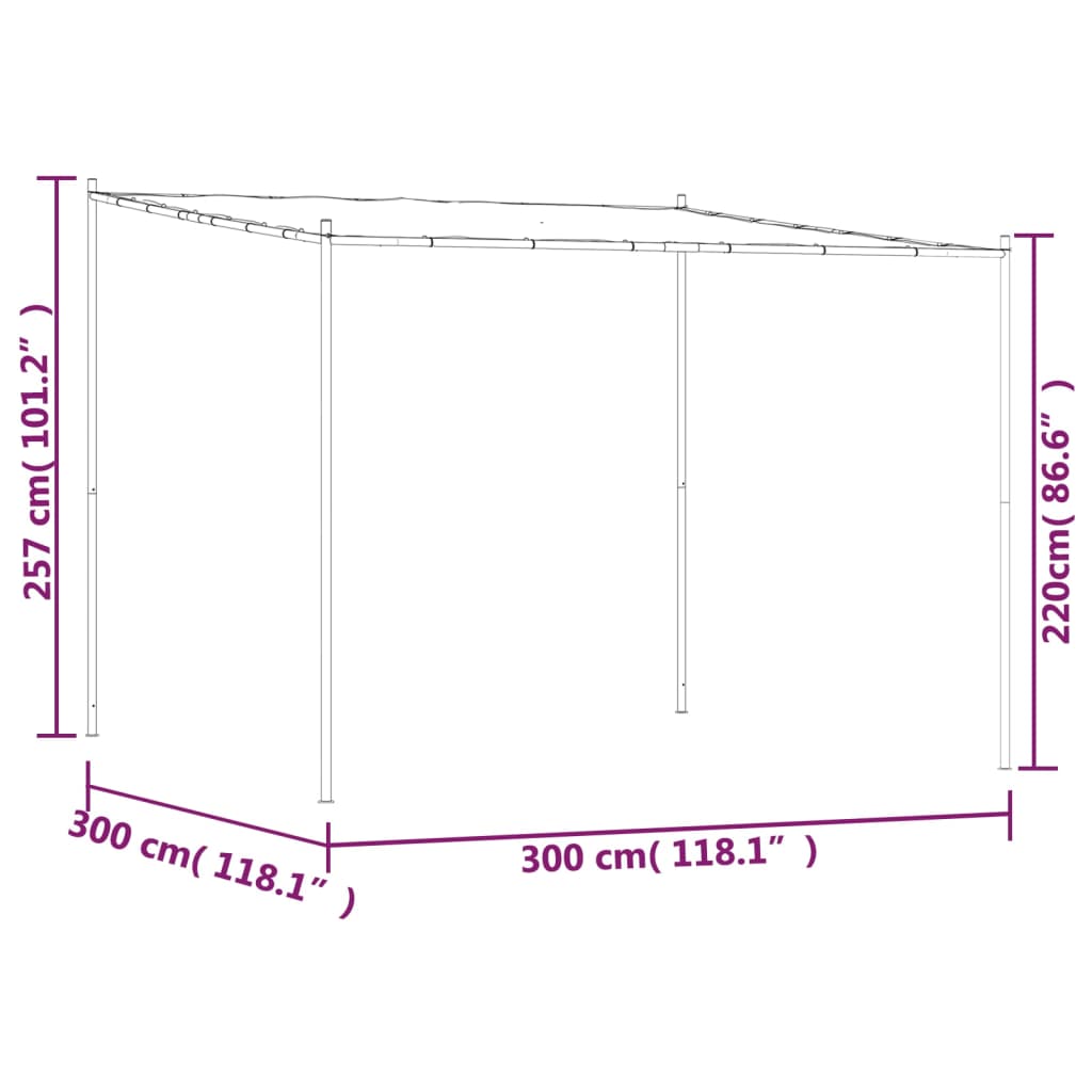 Fehér szövet és acél pavilon 3 x 3 m 180 g/m²