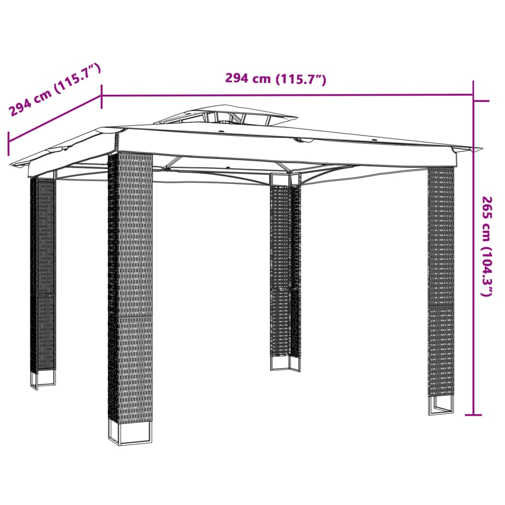 Krémszínű acél dupla tetős pavilon 2,94 x 2,94 m