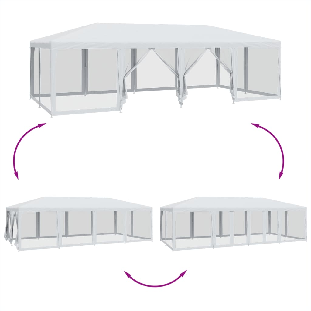 Fehér HDPE rendezvénysátor 12 hálós oldalfallal 8 x 4 m