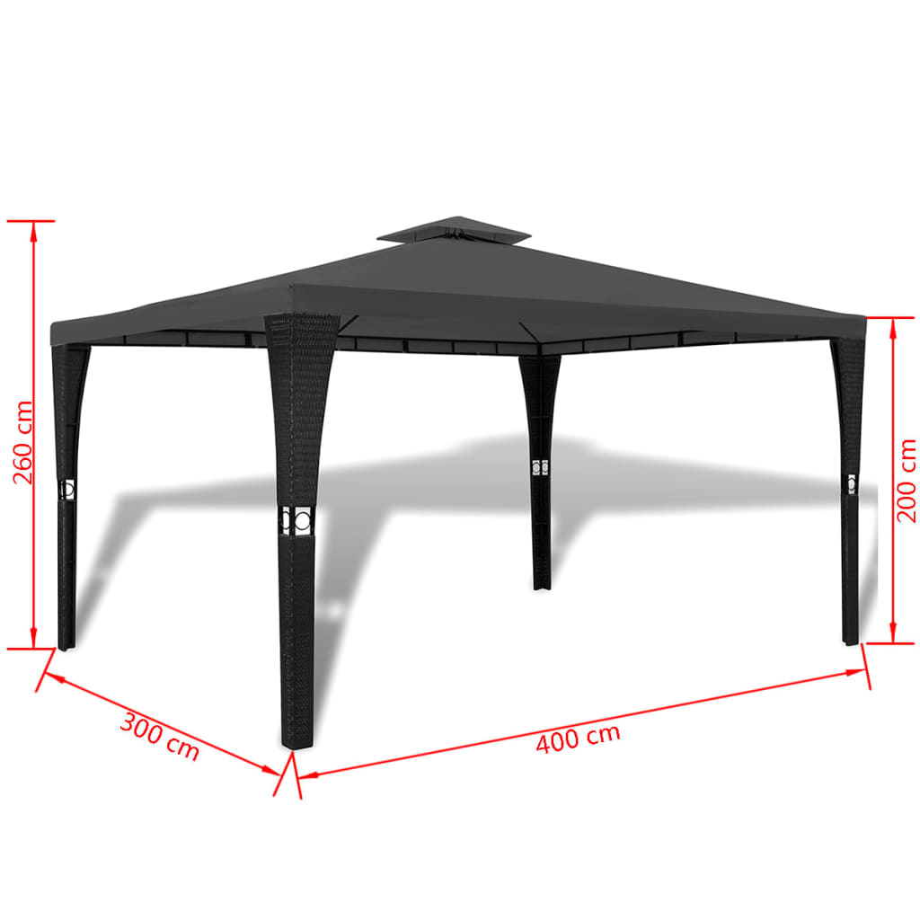 Sötétszürke pavilon tetővel 3 x 4 m