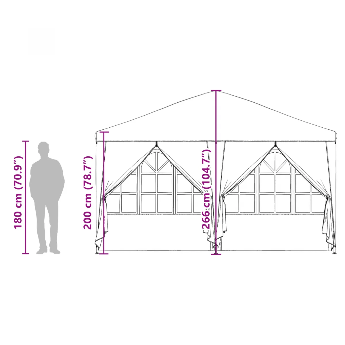 Parti Sátor 8 Oldallal Zöld 4x4 m PE