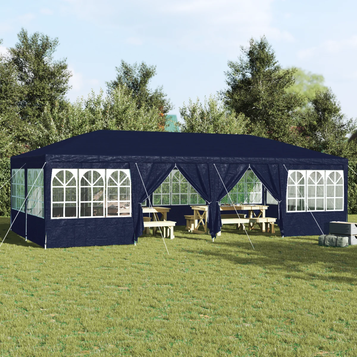 Buli Sátor 12 Kék Oldalfallal Kék 8x4 m PE