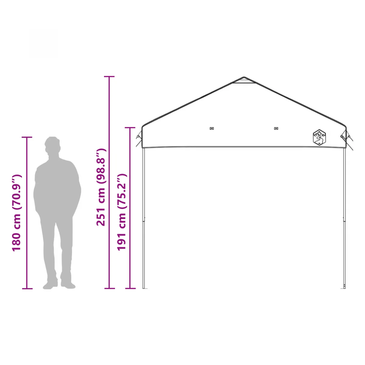 Tetősátor Narancssárga 300 x 300 x 227 / 236 / 245 cm Oxford szövet