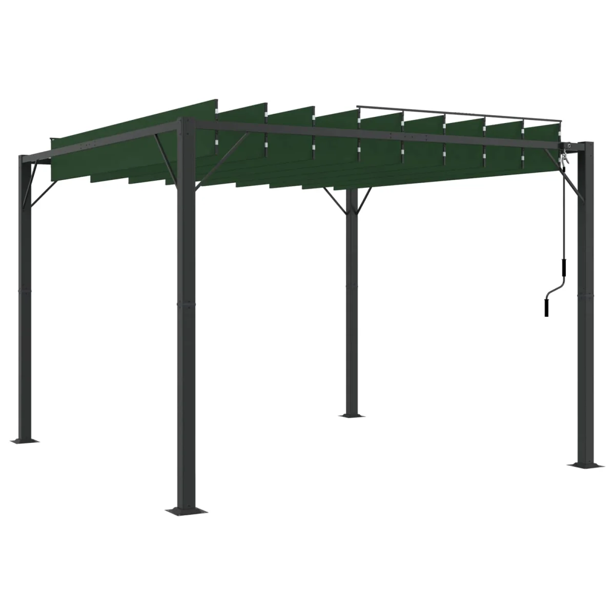 Sátras pavilon lamellás tetővel Zöld 3 x 3 x 2,14 m