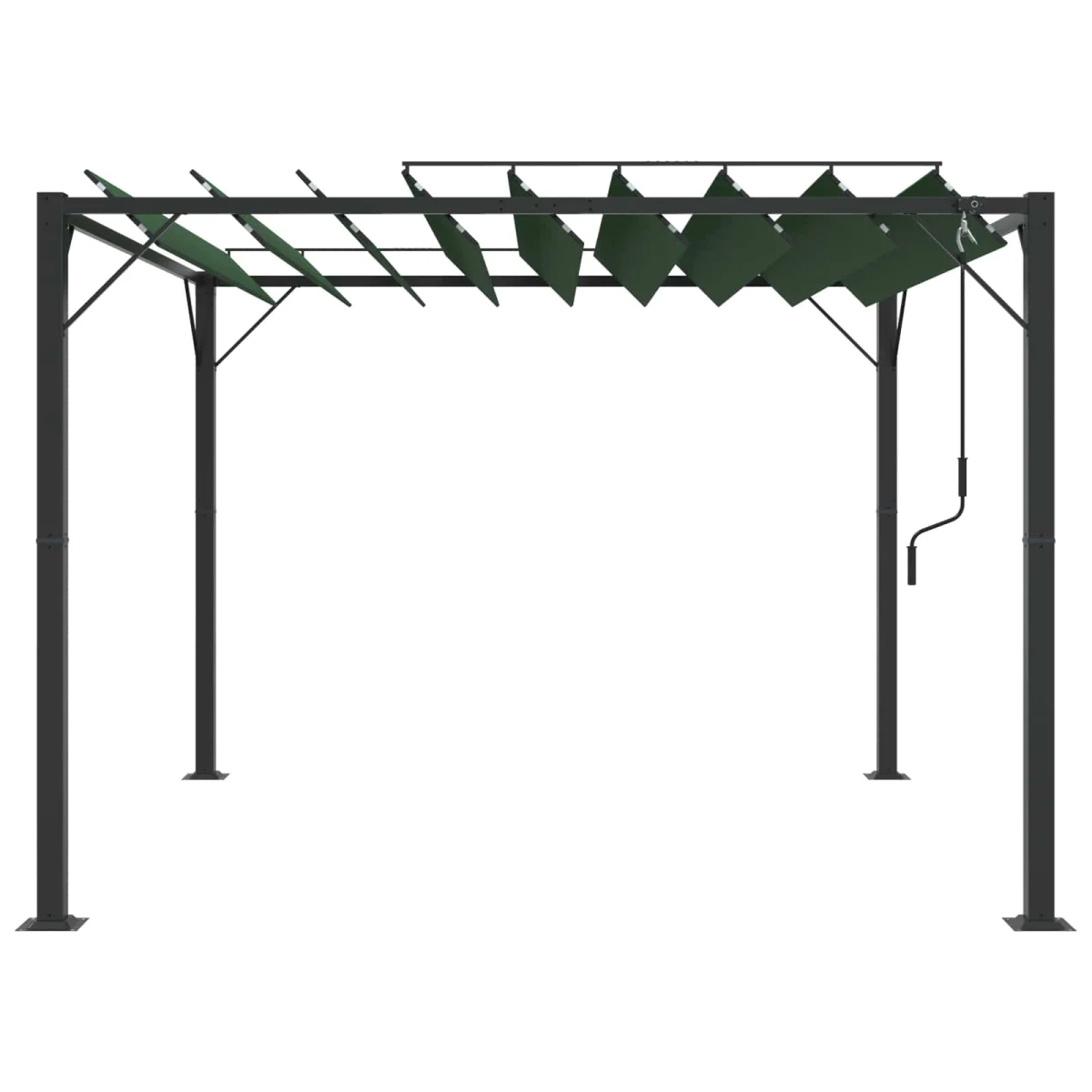 Sátras pavilon lamellás tetővel Zöld 3 x 3 x 2,14 m