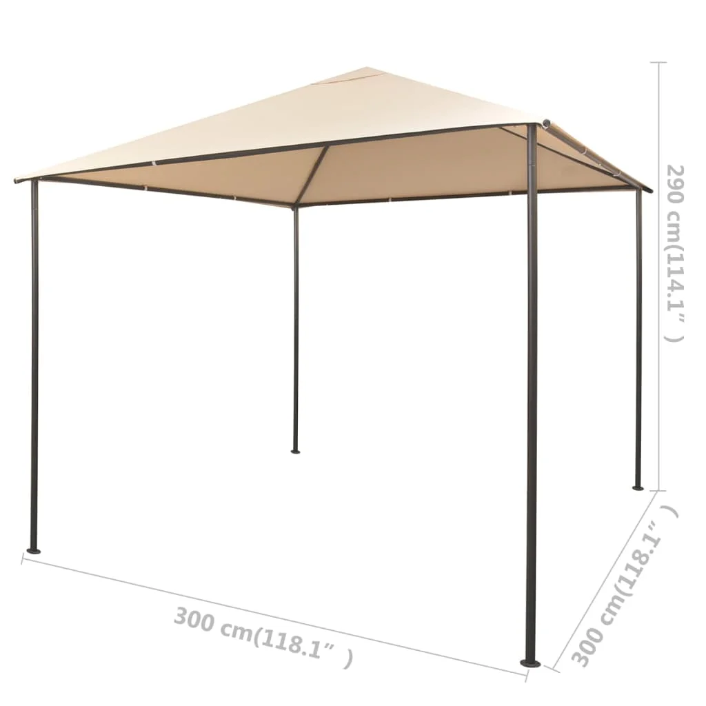 Bézs kerti acél pavilon vászontetővel 3 x 3 m