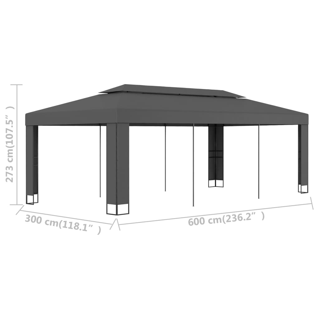 Antracitszürke pavilon duplatetővel 3 x 6 m