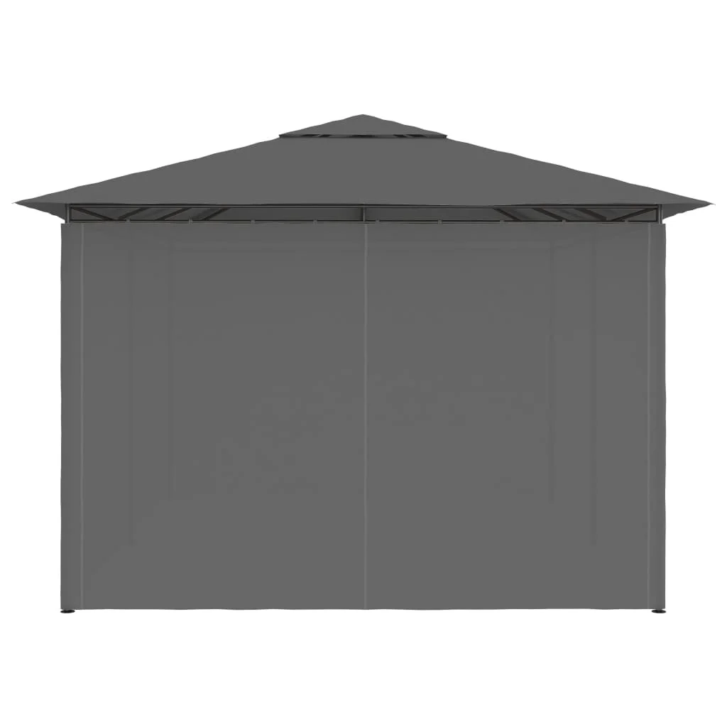 Antracitszürke kerti pavilon függönyökkel 4 x 3 m