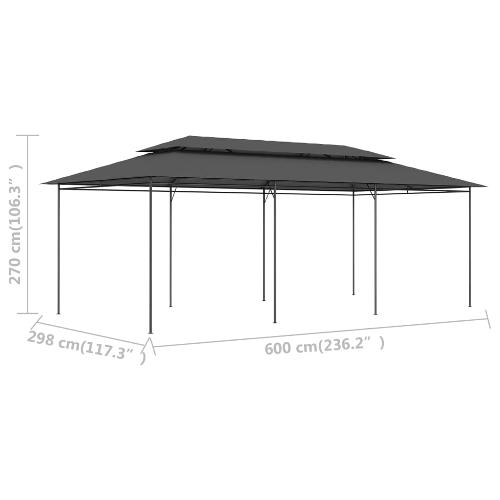 Antracitszürke pavilon 600 x 298 x 270 cm 