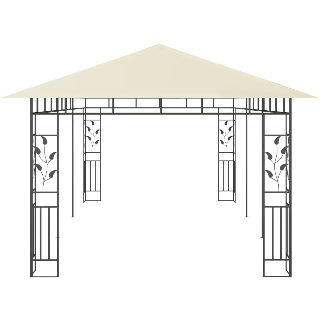 Krémszínű pavilon szúnyoghálóval 6 x 3 x 2,73 m