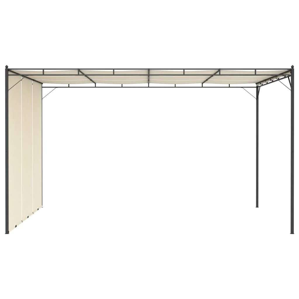 Krémszínű kerti pavilon oldalfüggönnyel 4 x 3 x 2,25 m