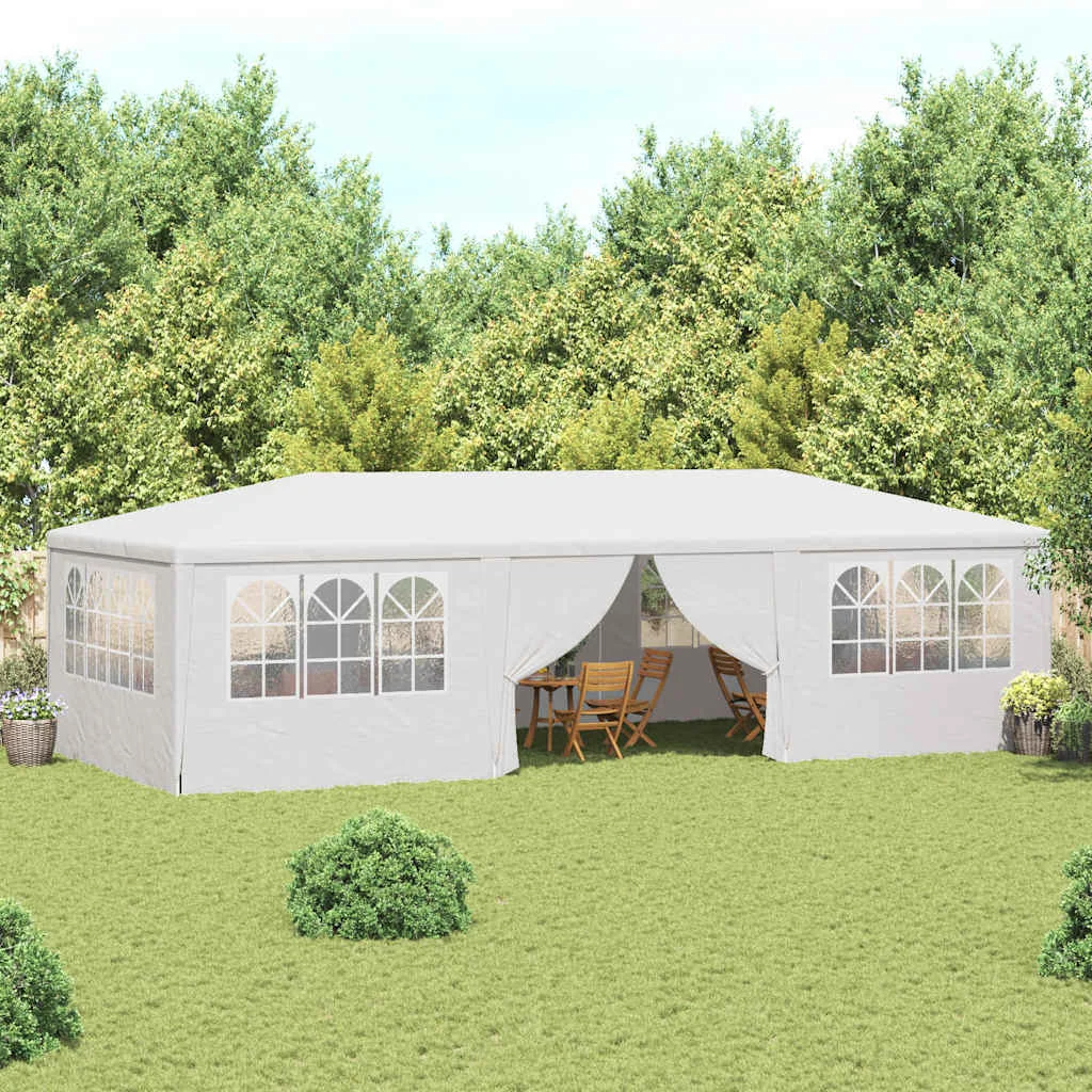 Fehér rendezvénysátor oldalfalakkal 4 x 9 m 90 g/m²
