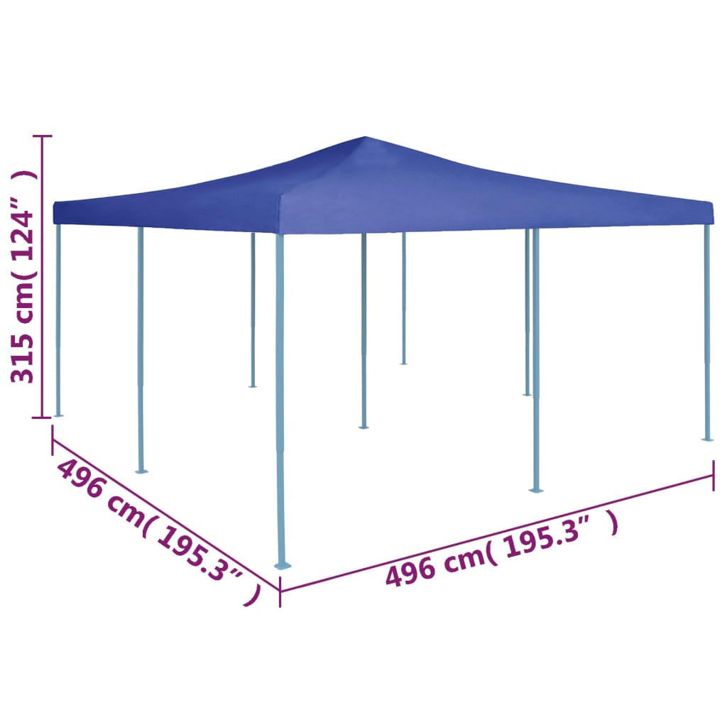 Kék összecsukható pavilon 5 x 5 m