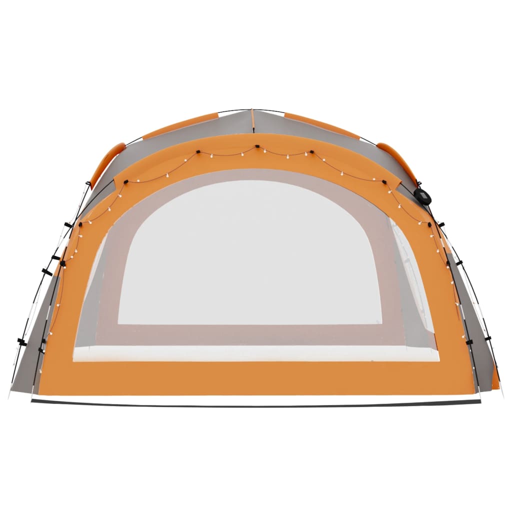 Szürke és narancs sátor LED-del és 4 oldalfallal 3,6x3,6x2,3 m