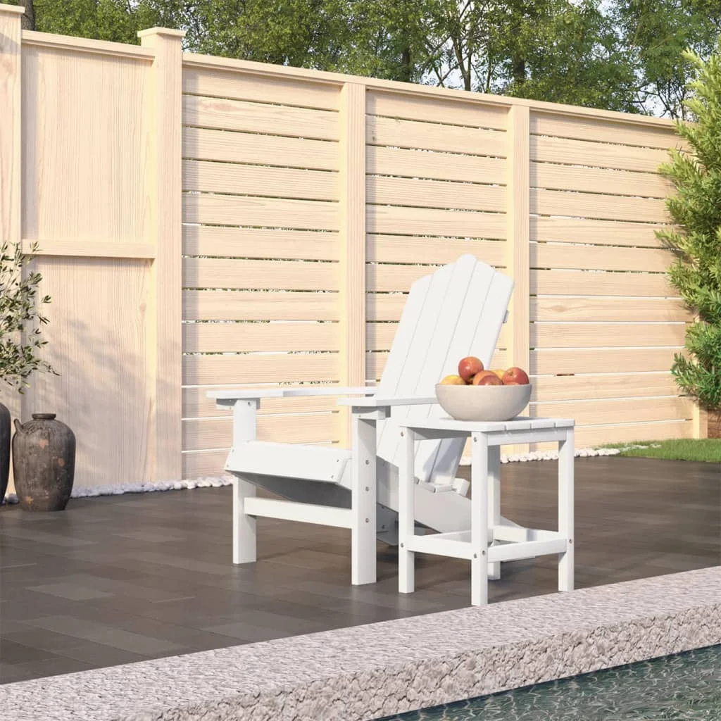 Fehér HDPE kerti adirondack szék asztallal