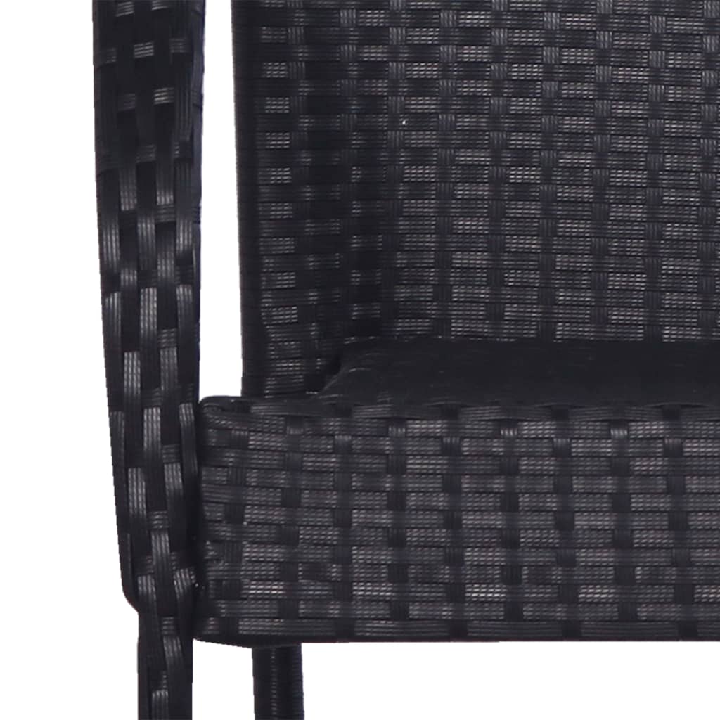 6 db fekete rakásolható polyrattan kültéri szék