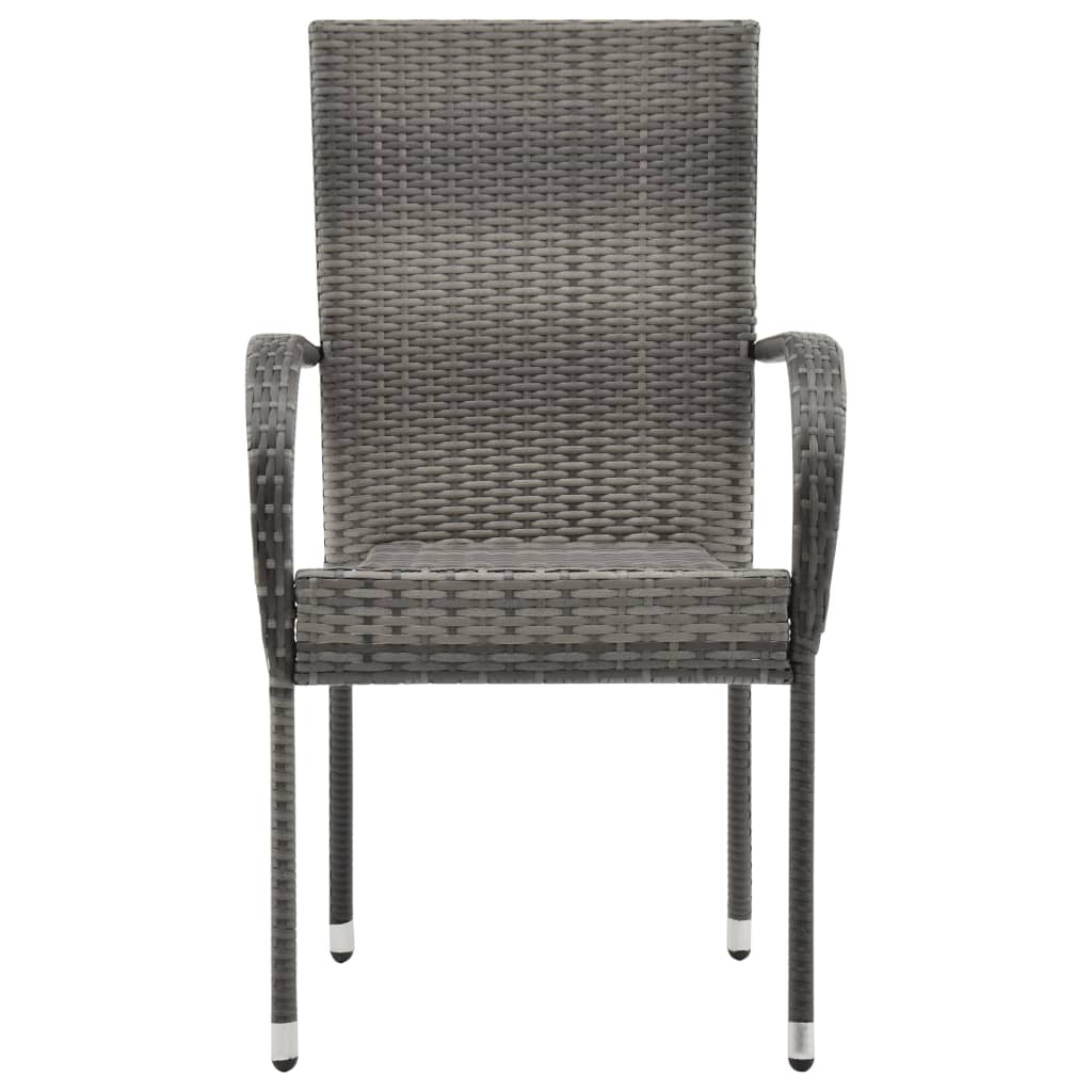 6 db szürke rakásolható polyrattan kültéri szék