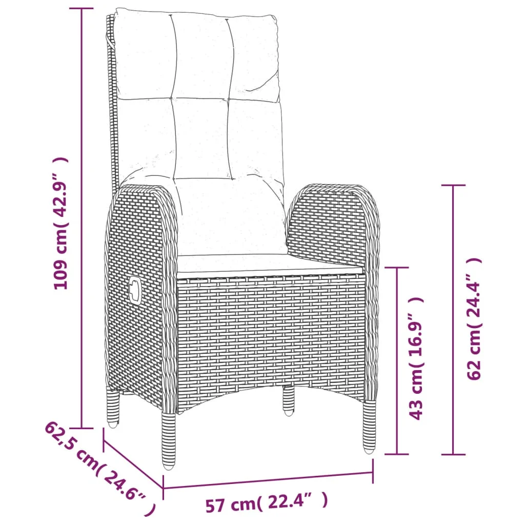 2 db fekete polyrattan kültéri szék