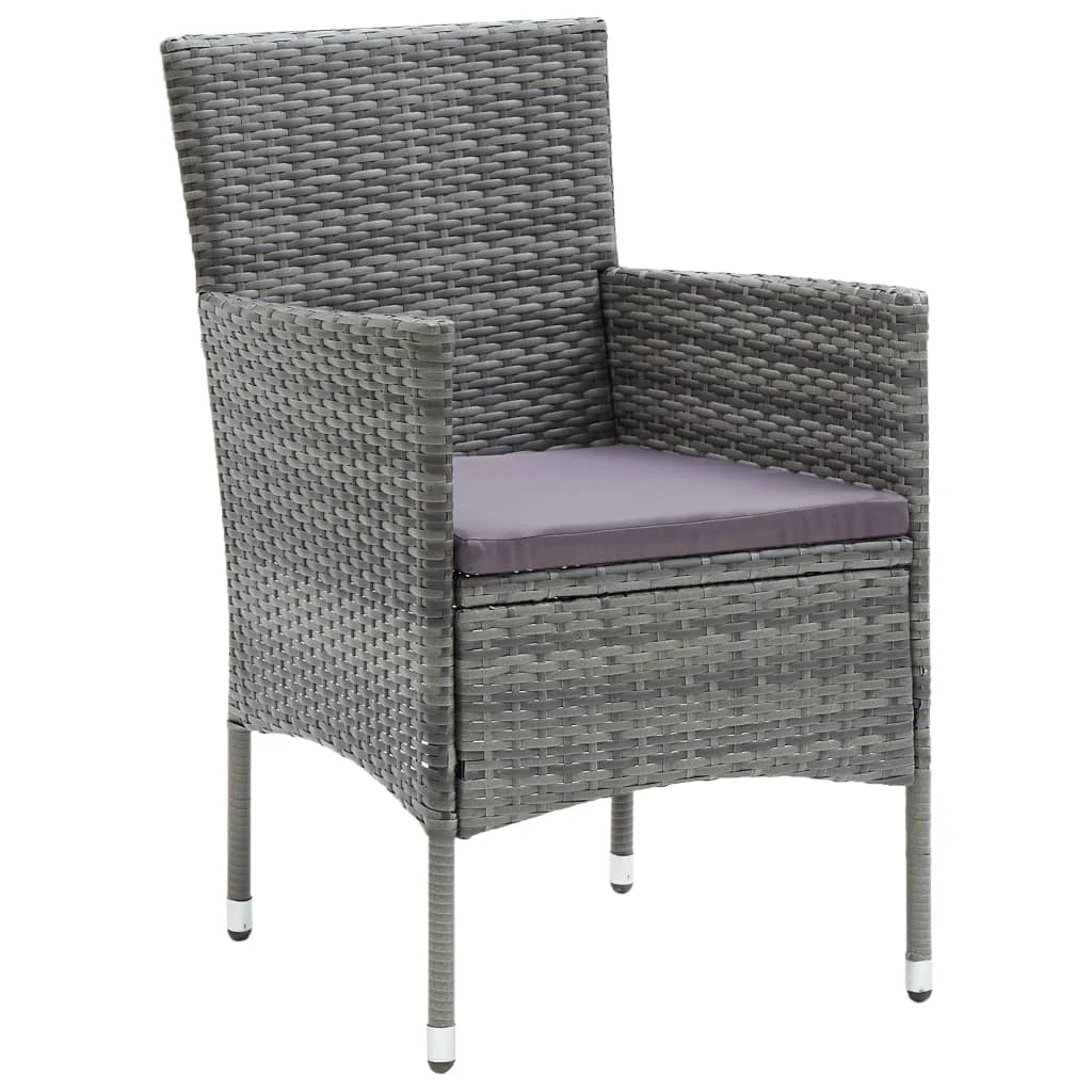 4 db szürke kerti polyrattan étkezőszék