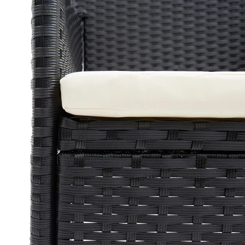 4 db fekete polyrattan kerti étkezőszék